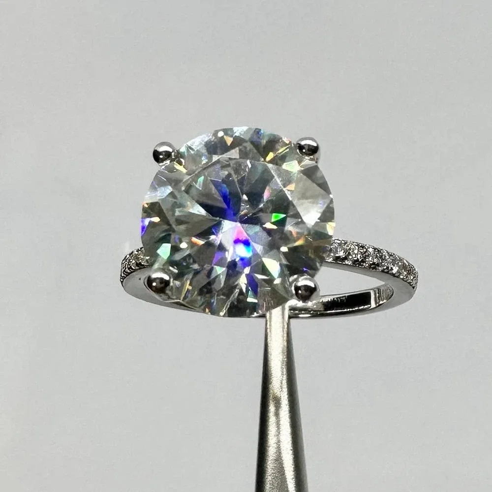 Moissanite Diamond Ring 3 Ct Engagement Wedding Round Solitaire GRA Size 10.5
